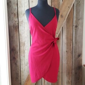 Shein red wrap dress